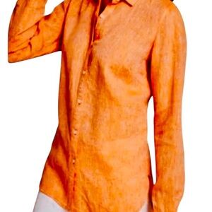 NWOT JMclaughlin Tangerine Orange  linen blouse size M